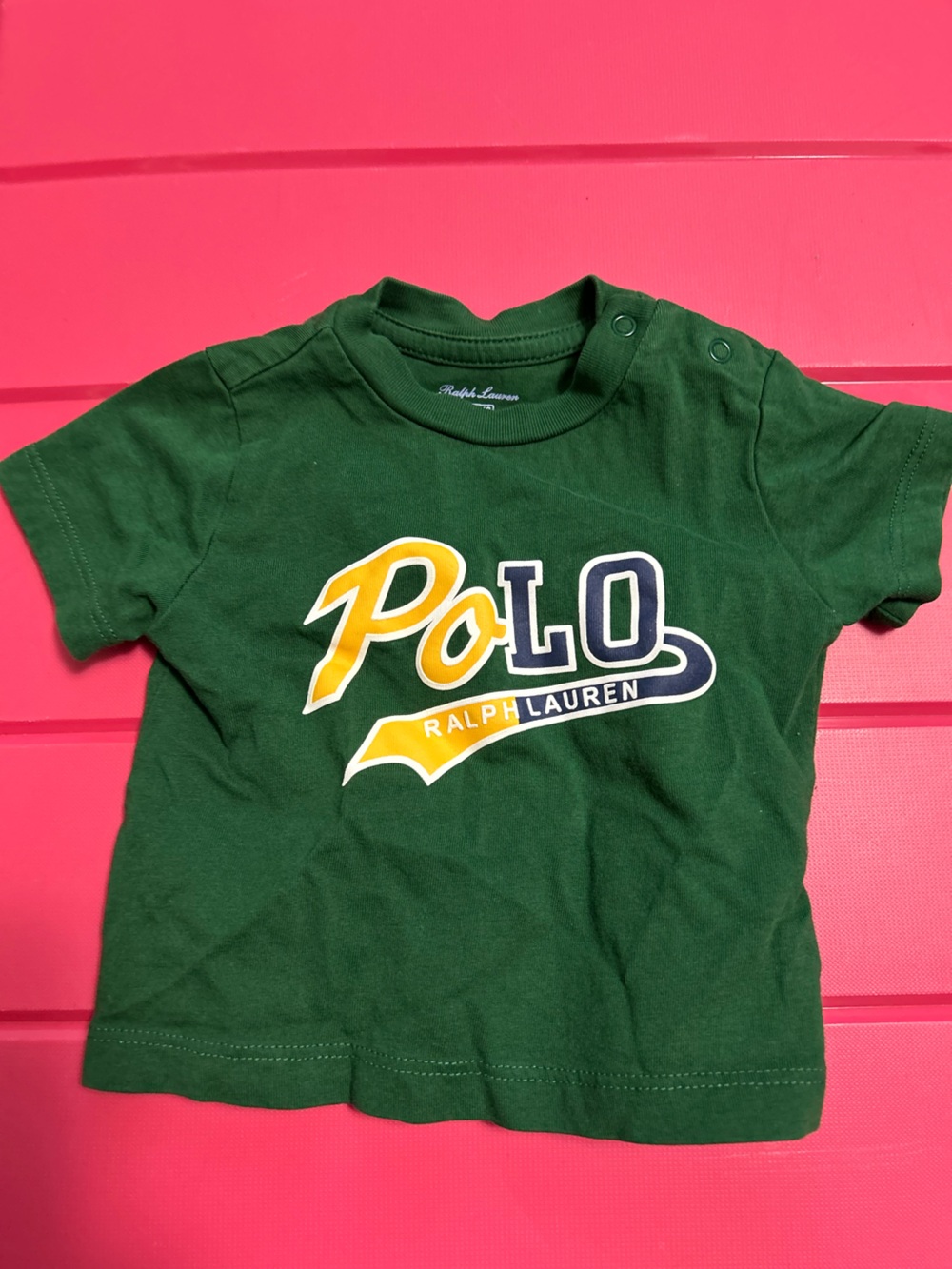 Ralph Lauren Green Polo Graphic Tee with Yellow & Navy Accents